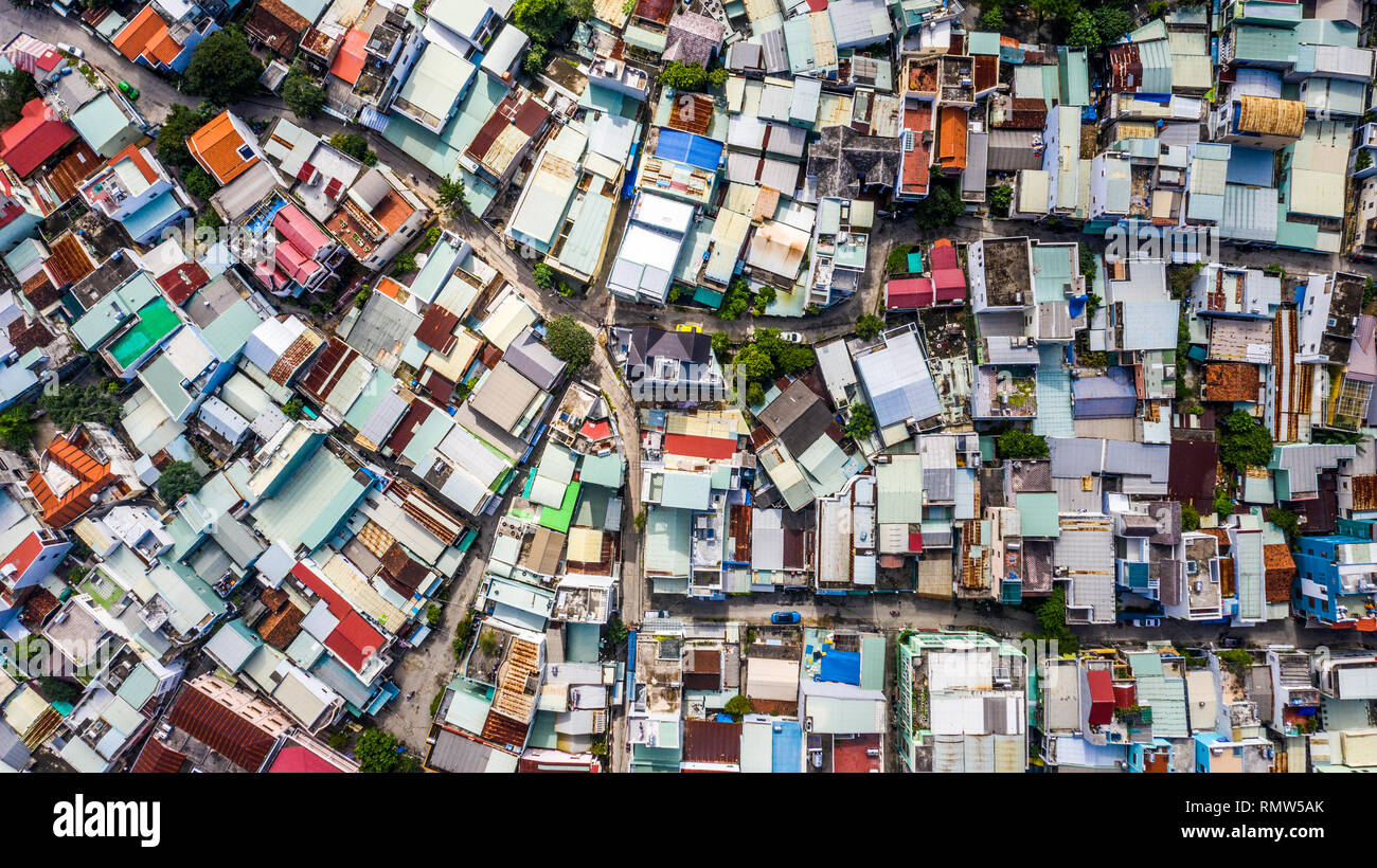 Vista aerea di un quartiere residenziale di Da Nang, Vietnam Foto Stock