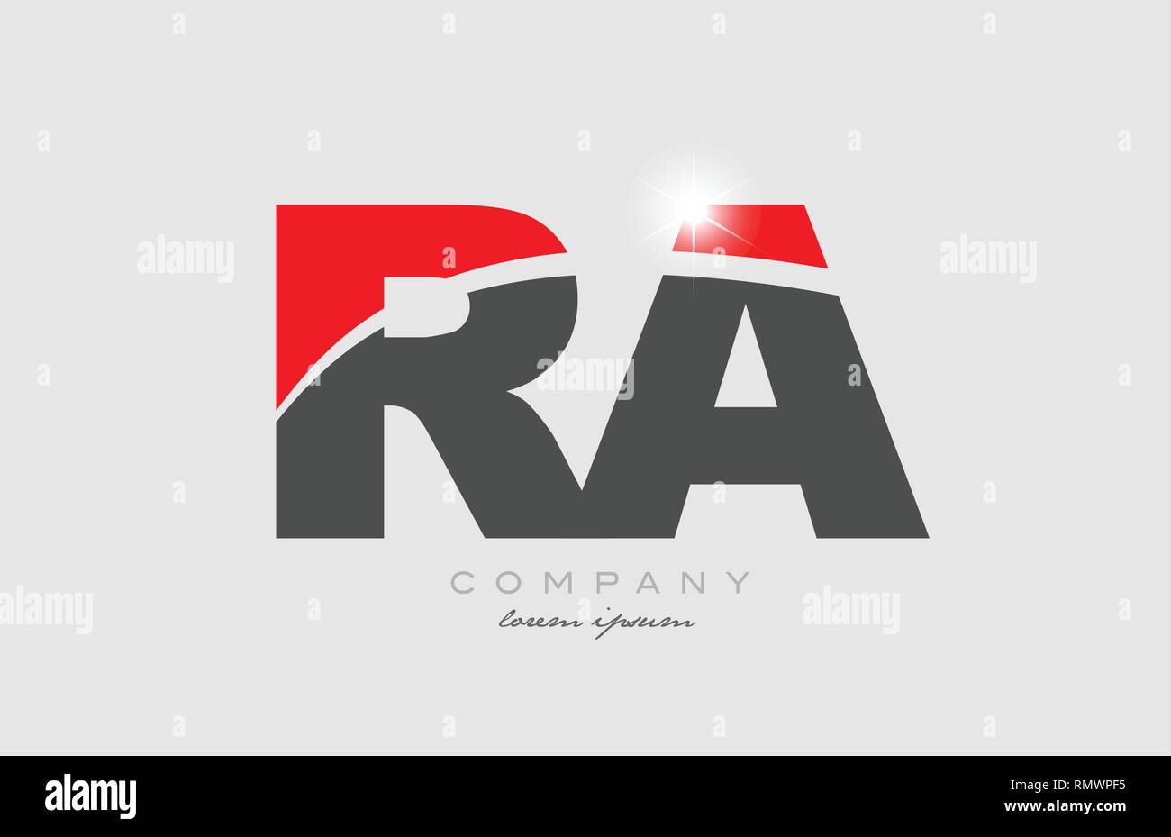 Combinazione lettera ra r a in grigio colore rosso alfabeto icona logo design adatto per una società o business Illustrazione Vettoriale