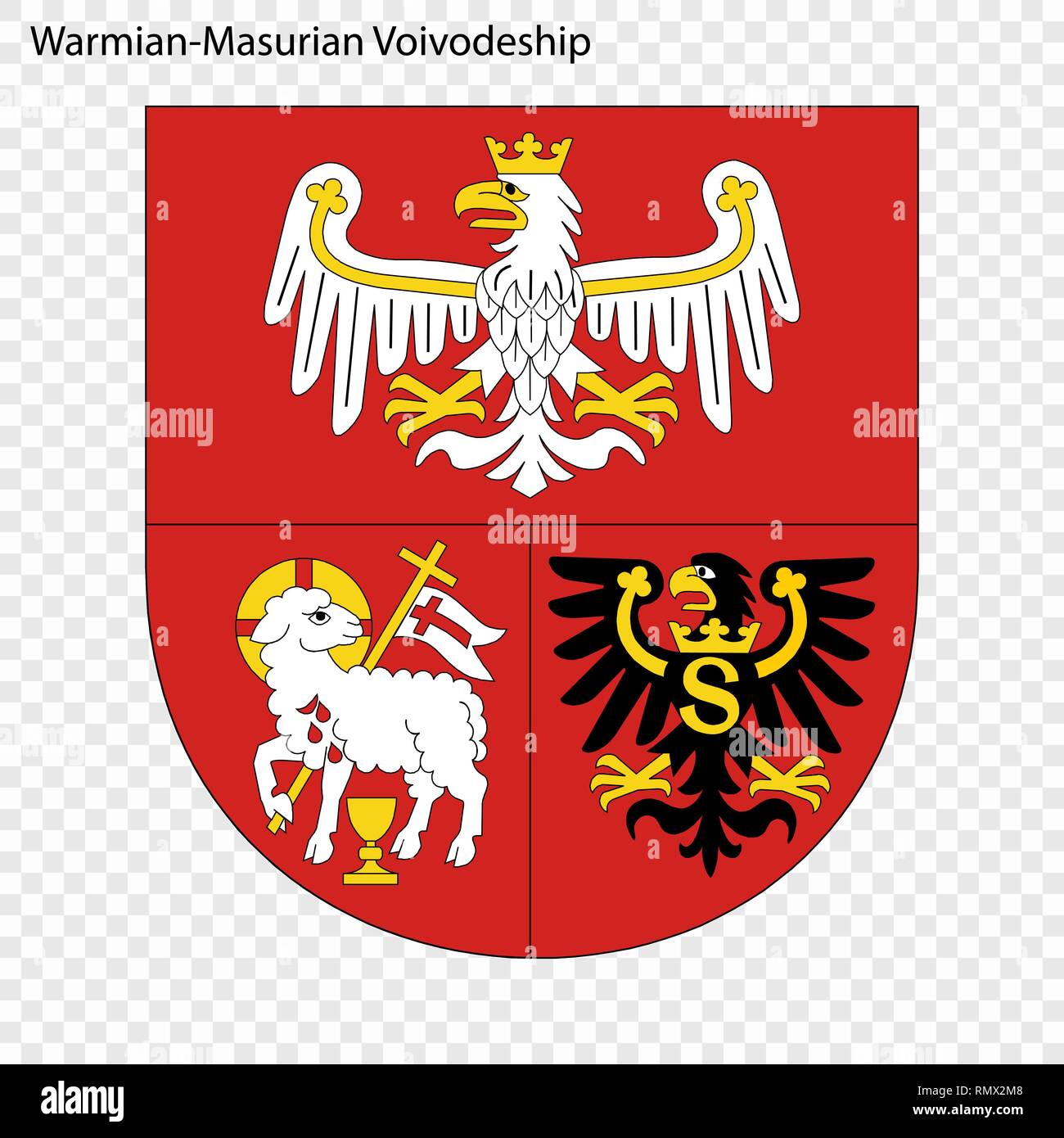 Emblema di Warmian-Masurian voivodato, membro della Polonia. Illustrazione Vettoriale Illustrazione Vettoriale