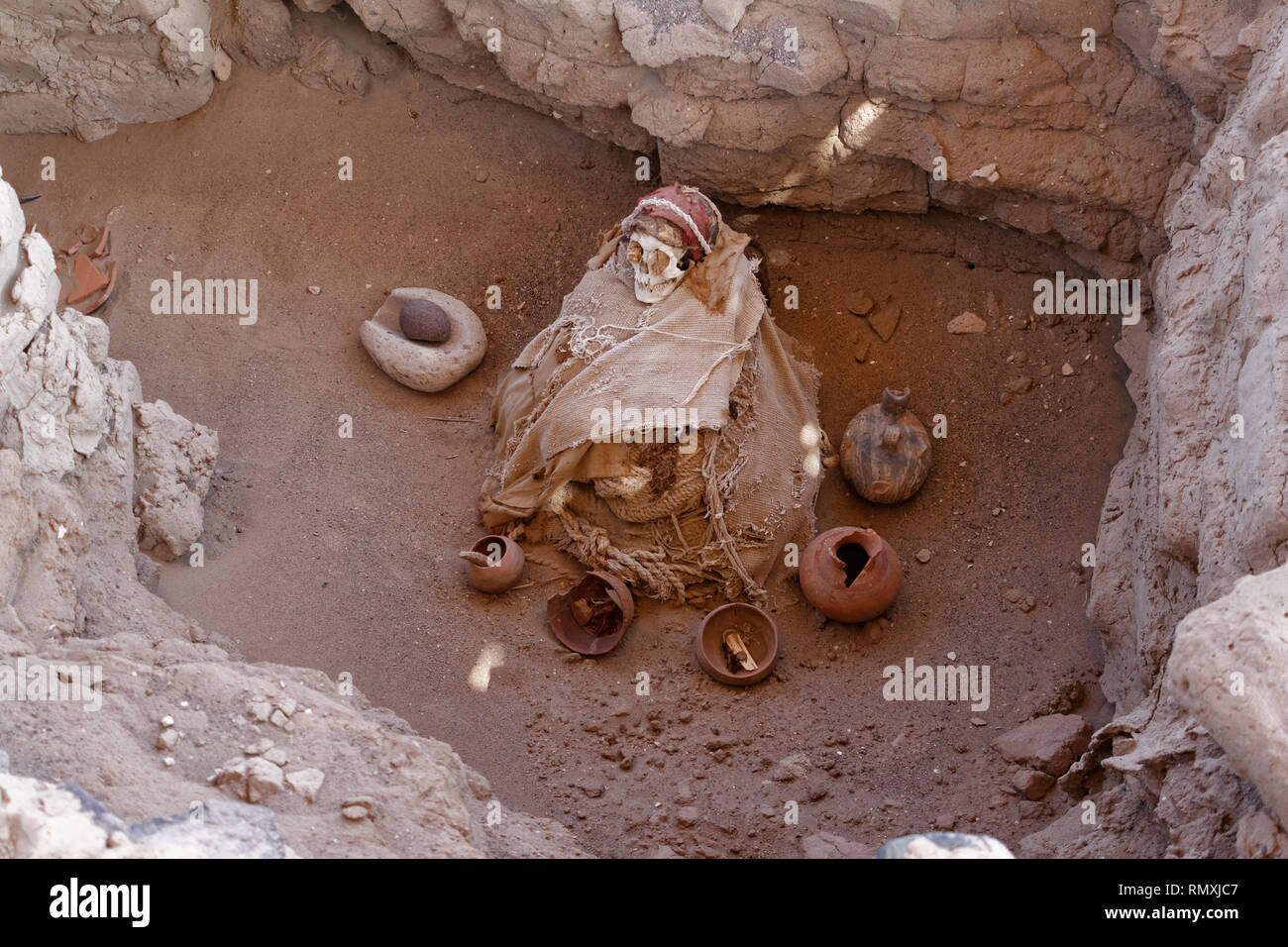 Il cimitero di Chauchilla, Nazca, Perù Foto Stock