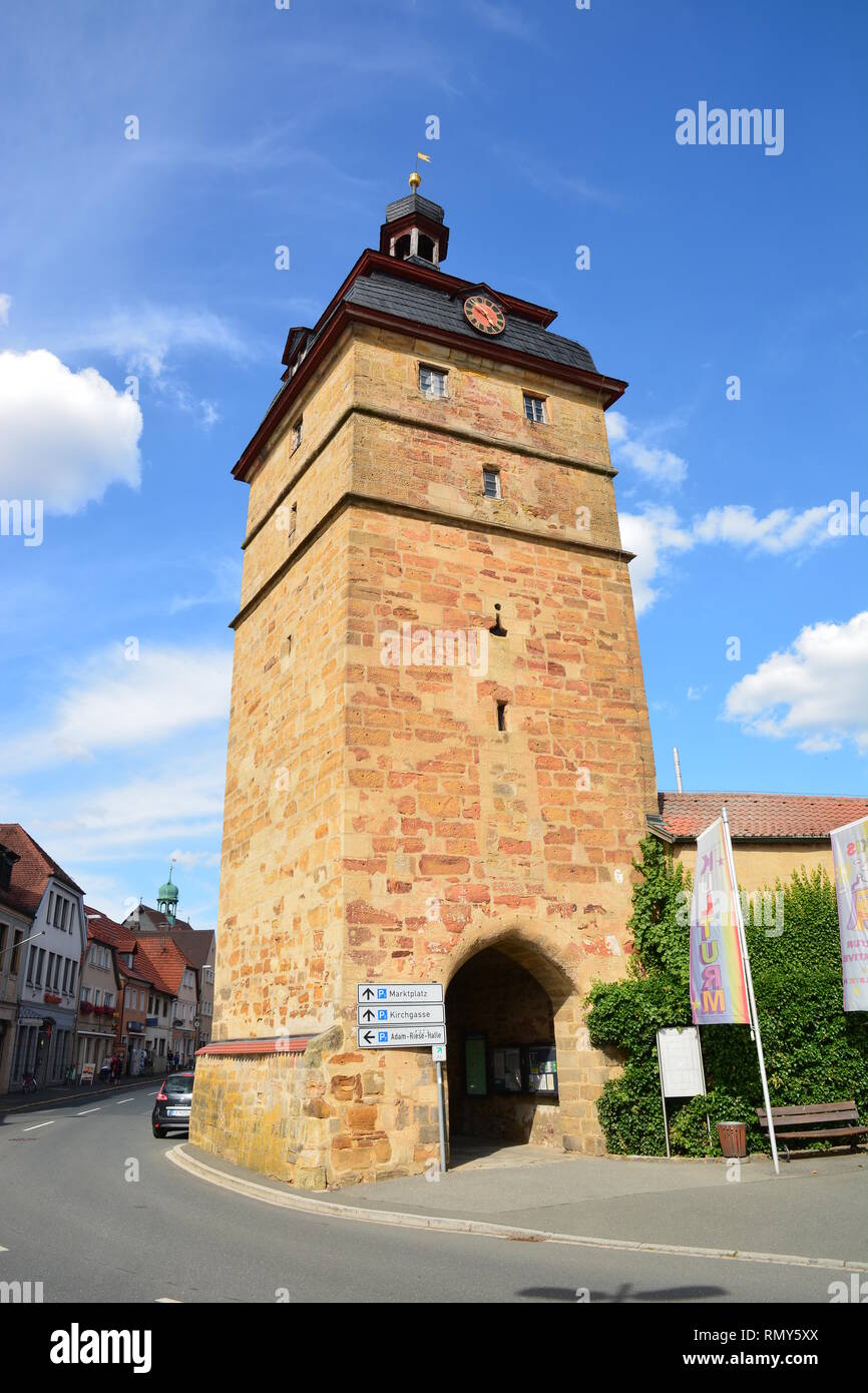 Vista della città di Bad Staffelstein, Baviera, regione Alta Franconia, Germania Foto Stock