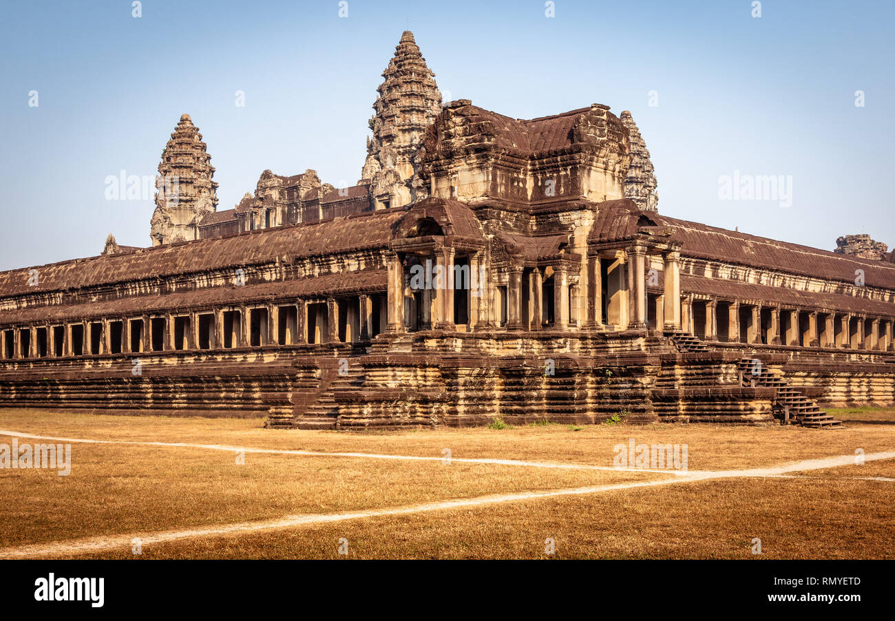 Vista esterna su Angkor Wat Foto Stock