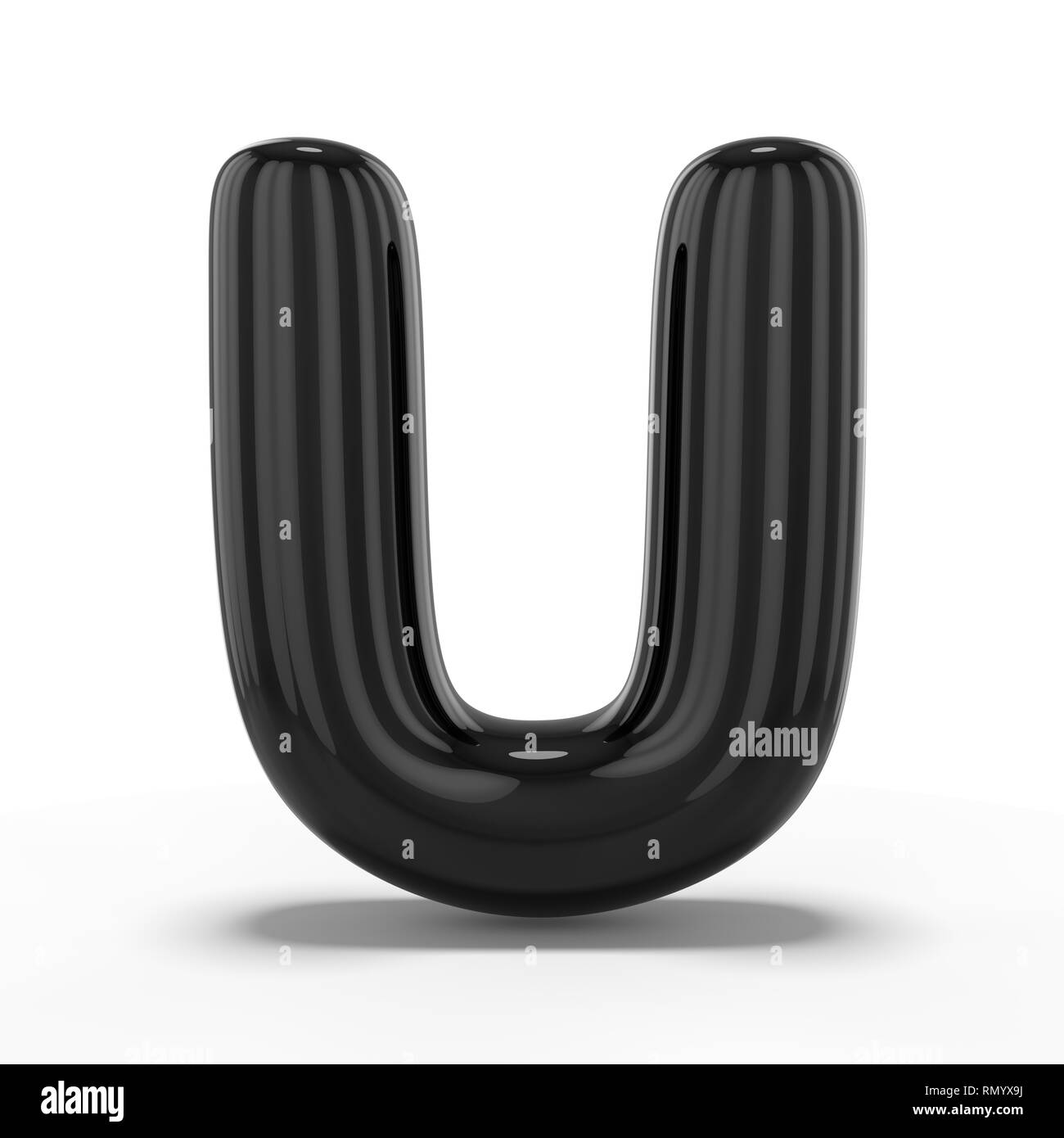 Lettera U fatta di palloncino gonfiabile isolati su sfondo bianco. Il rendering 3D Foto Stock