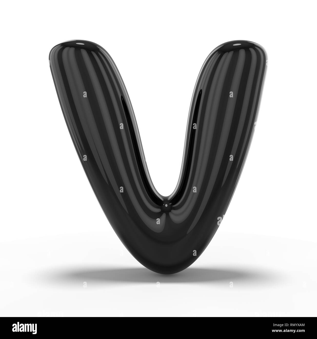 Lettera V fatta di palloncino gonfiabile isolati su sfondo bianco. Il rendering 3D Foto Stock