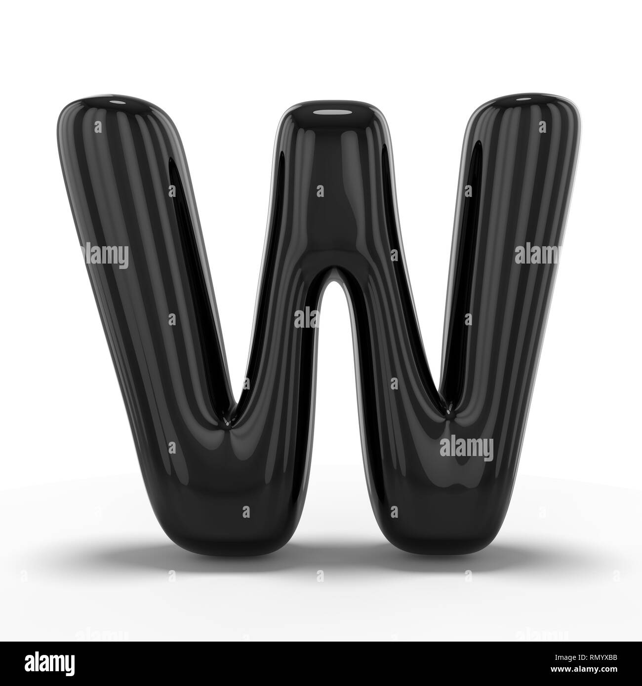 Lettera W fatta di palloncino gonfiabile isolati su sfondo bianco. Il rendering 3D Foto Stock