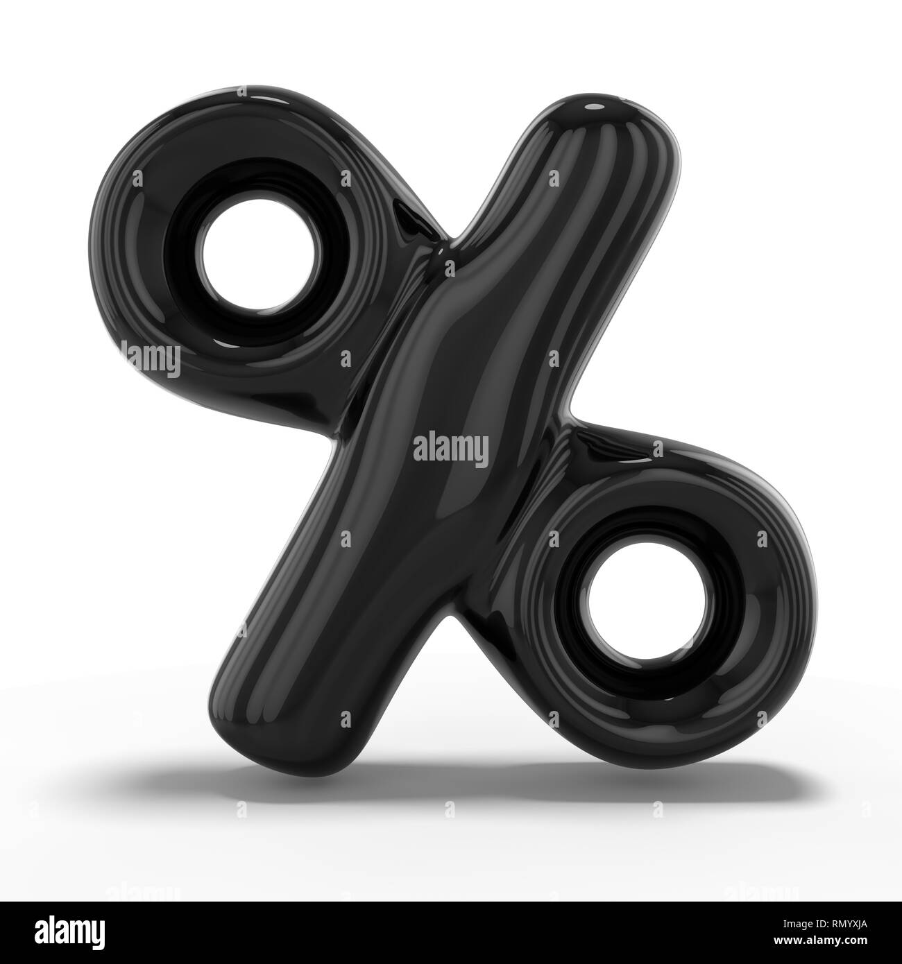 Segno di percentuale fatta di palloncino gonfiabile isolati su sfondo bianco. Il rendering 3D Foto Stock