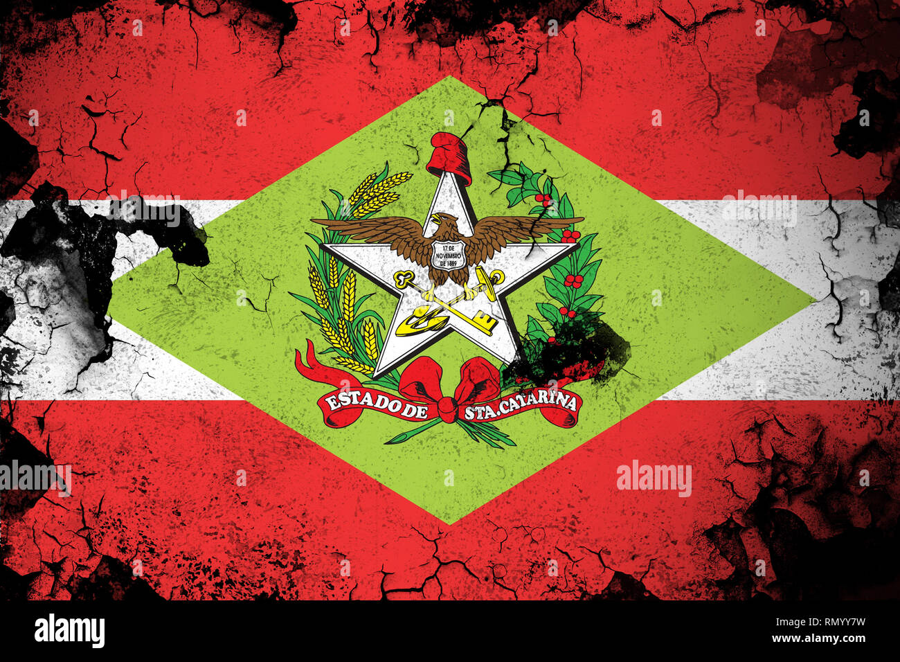 Santa Catarina grunge e flag sporco illustrazione. Perfetto per lo sfondo o scopi di texture. Foto Stock