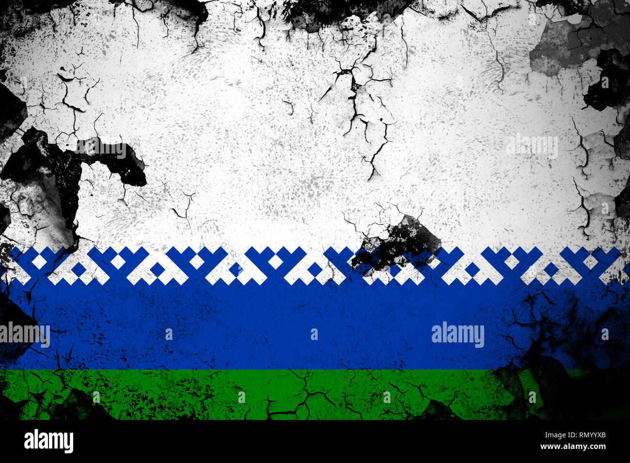 Nenets Distretto autonomo grunge e flag sporco illustrazione. Perfetto per lo sfondo o scopi di texture. Foto Stock