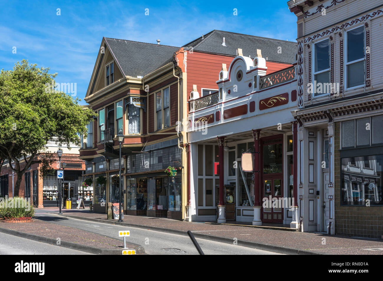 Eureka,California , Stati Uniti d'America - 5 Giugno 2017 : Main Street nella città vecchia Eureka Foto Stock