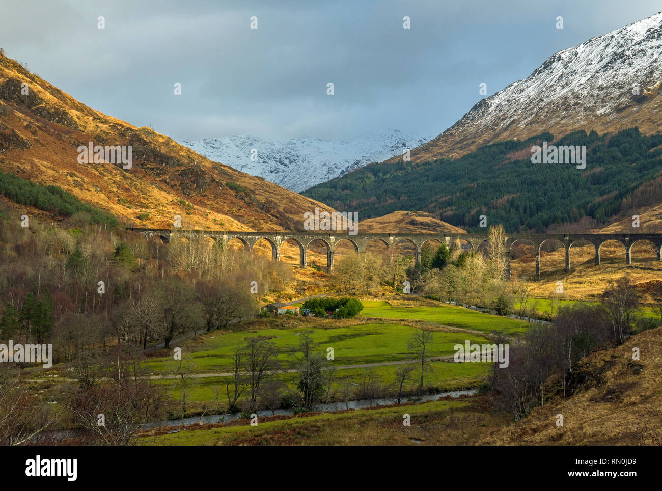 Il viadotto Glenfinnan vicino a Fort William Scozia, ben noto come la 'Harry Potter ponte" a causa della sua inclusione nel film. Foto Stock