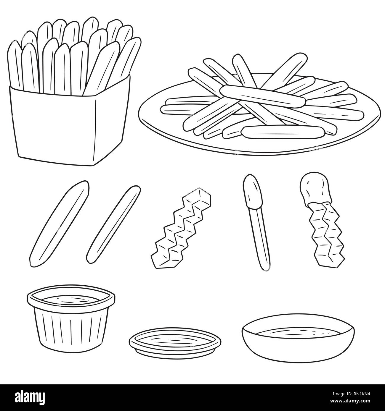 Set di vettore di frenchfries Illustrazione Vettoriale
