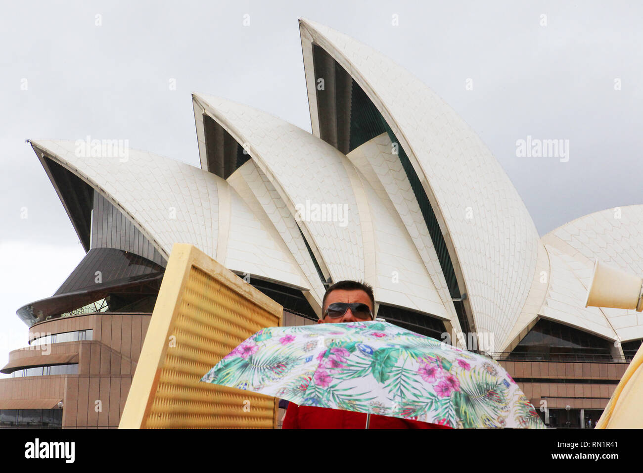 Visitare l'Australia. Viste e scenic dello stato del Nuovo Galles del Sud, nel paese e il continente australiano. La Opera House di Sydney Foto Stock