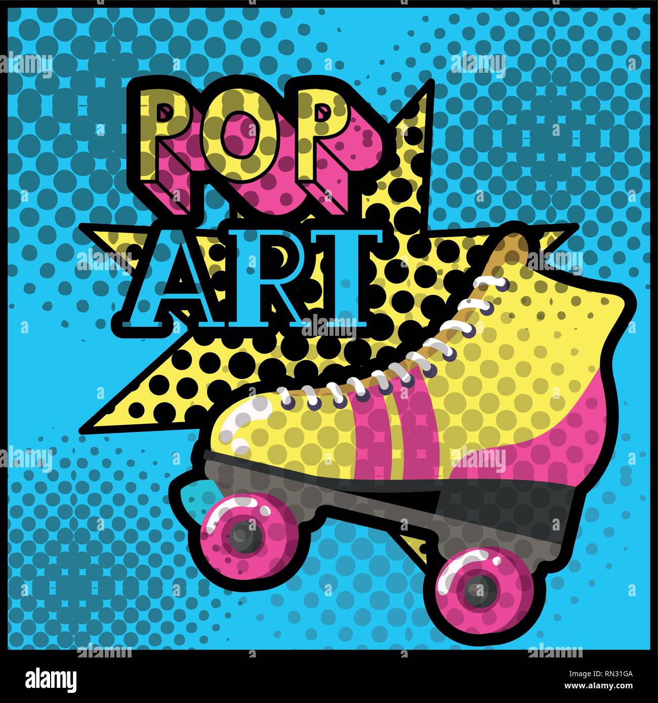 Retrò skate pop art style Illustrazione Vettoriale