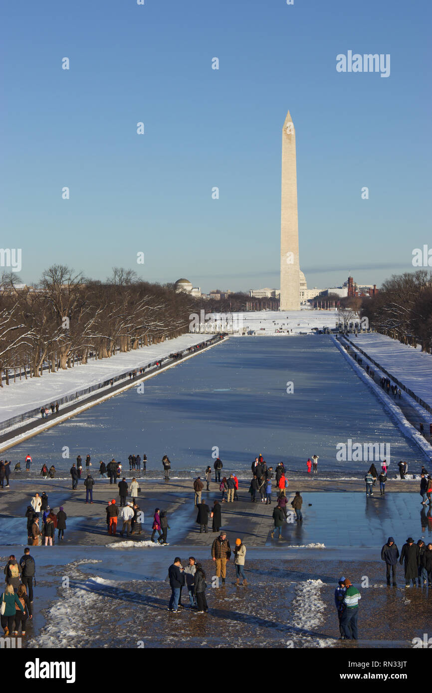 Vista del Monumento di Washington a Washington DC, Stati Uniti d'America Foto Stock