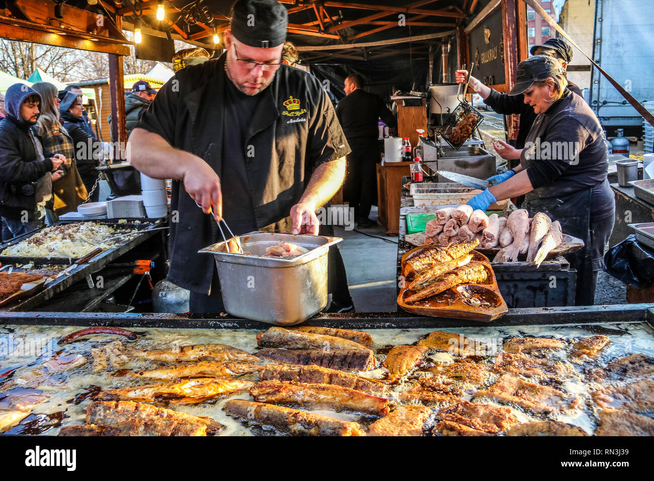 7. Sagra del pesce a Budapest, Food & Drink - Ungheria Febbraio 16, 2019 Foto Stock
