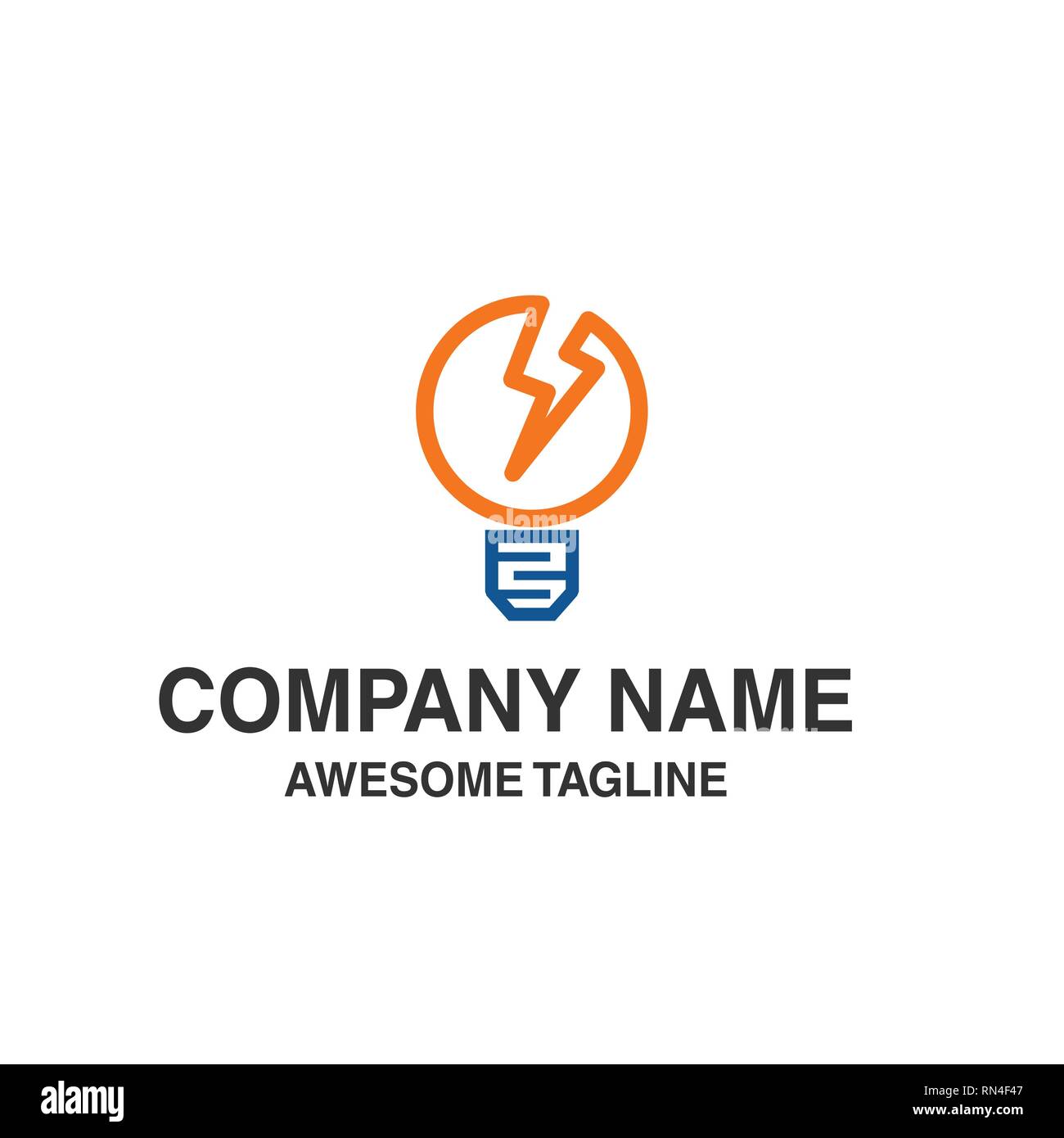 Lampada logo elettrico. innovazione idea simbolo di elettricità. Il logo modello pronto per l'uso Illustrazione Vettoriale