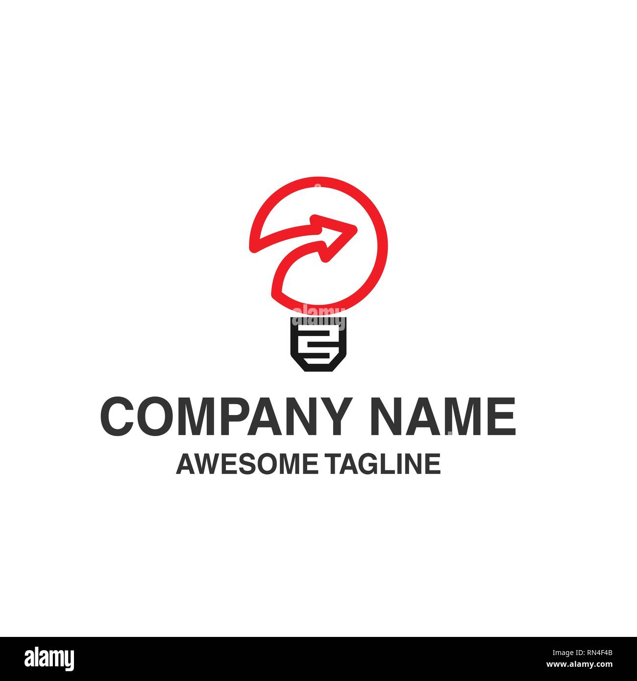 Lampadina freccia con logo. innovazione idea logo symbol modello pronto per l'uso Illustrazione Vettoriale
