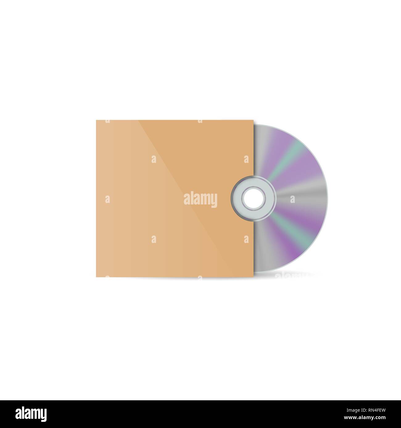 Colore realistico busta con una finestra per il CD, isolato su sfondo bianco, illustrazione vettoriale. Illustrazione Vettoriale