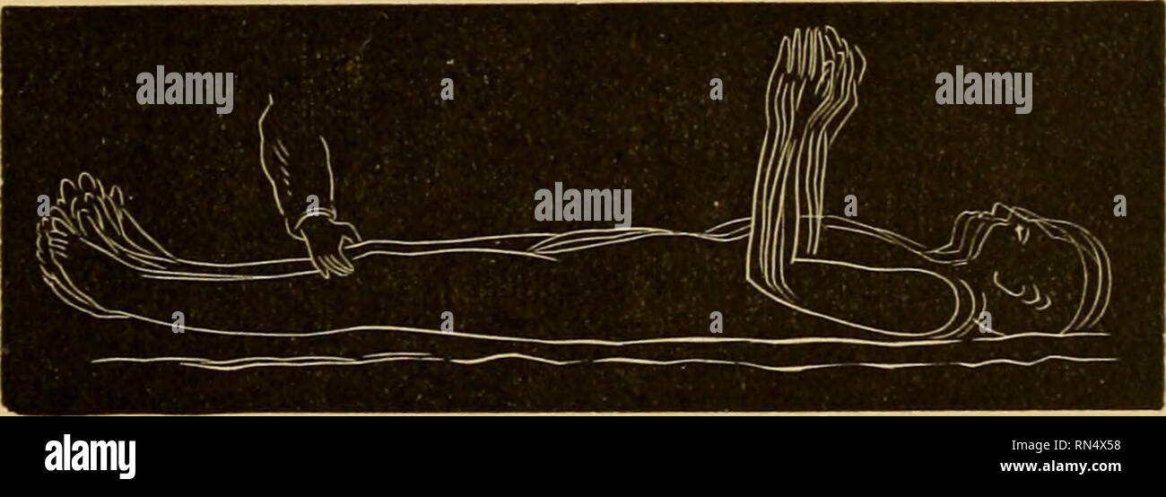 . Locomozione animale : il Muybridge lavoro presso la University of Pennsylvania : il metodo e il risultato. Muybridge, Eadweard, 1830-1904; cavalli; Locomozione animale; la fotografia istantanea. la mano. (Vedere Fig. 22.) questo tremore è così violenti che i piedi e la testa sono aifected. È notevole il fatto che il sollevamento della testa è il solo movimento che provoca il tremore. Alzando la mano destra o entrambi i piedi non ha alcun effetto. Fig. 23.. Analogamente, se il sig. C giacciono a terra e il moto sia completamente arrestato, è nuovamente eccitato violentemente colpendo il tendine rotuleo (vedere Fig. 23 e serie sec Foto Stock