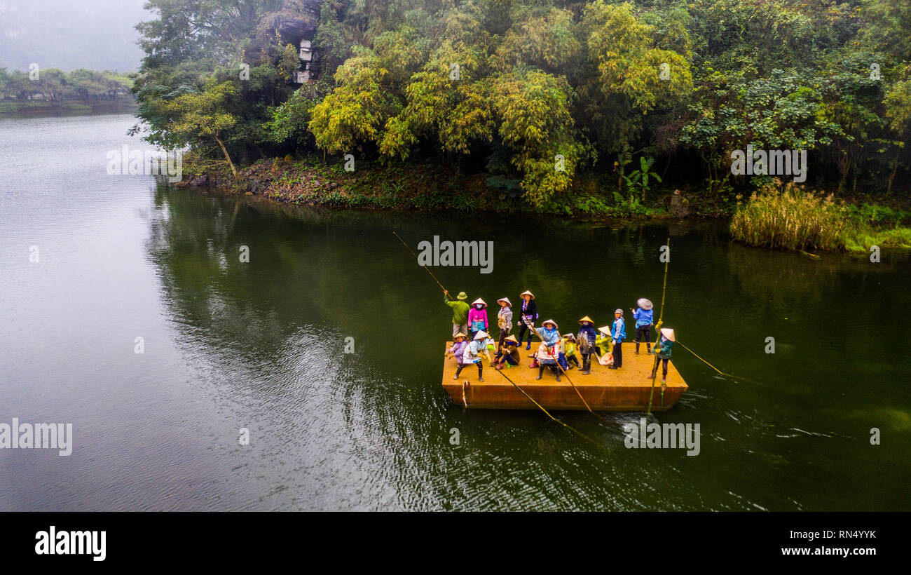 Ecoturismo Trang un tour in barca, Ninh Bình, Vietnam Foto Stock