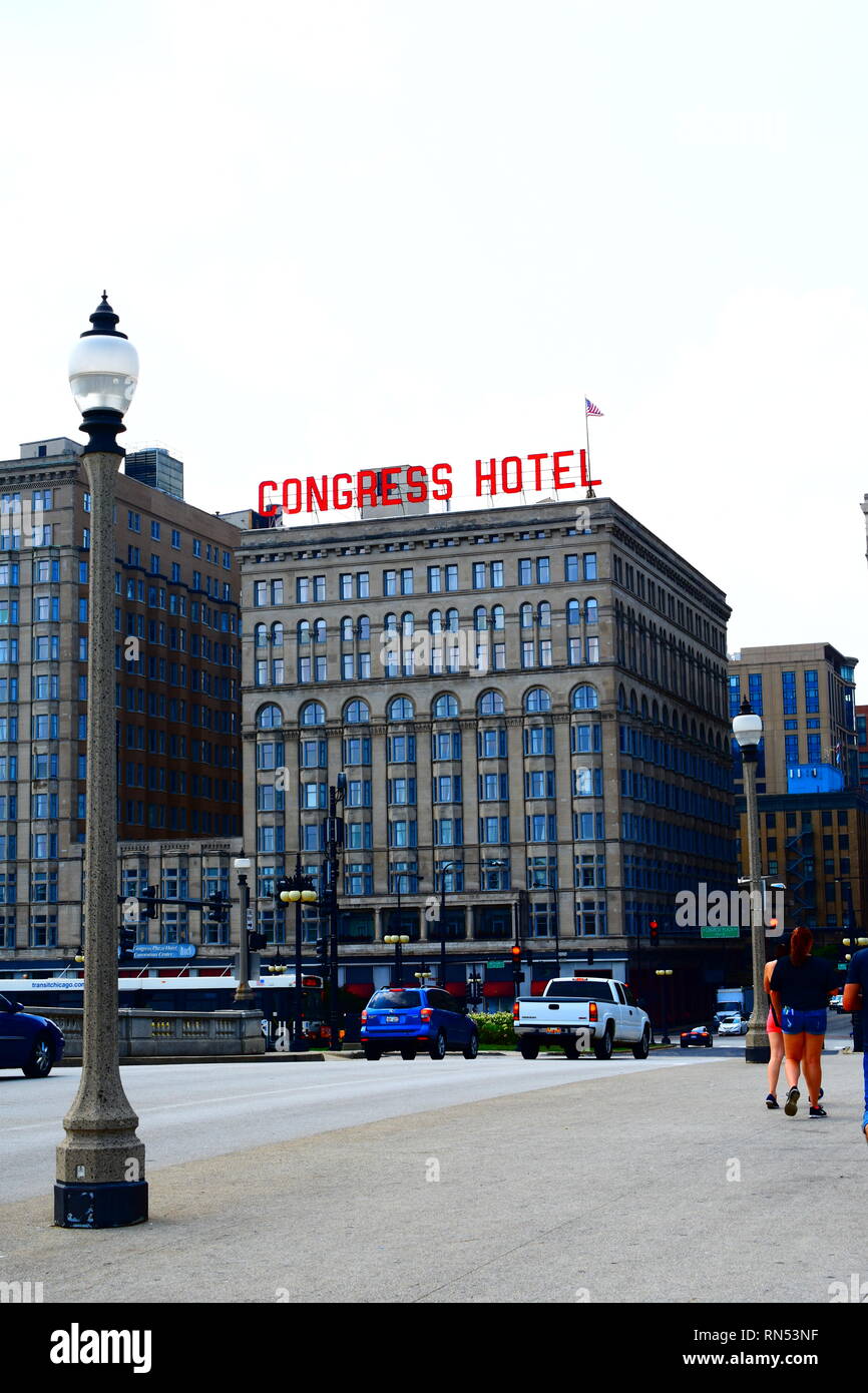 Congress Plaza Hotel nel centro di Chicago, Illinois Foto Stock