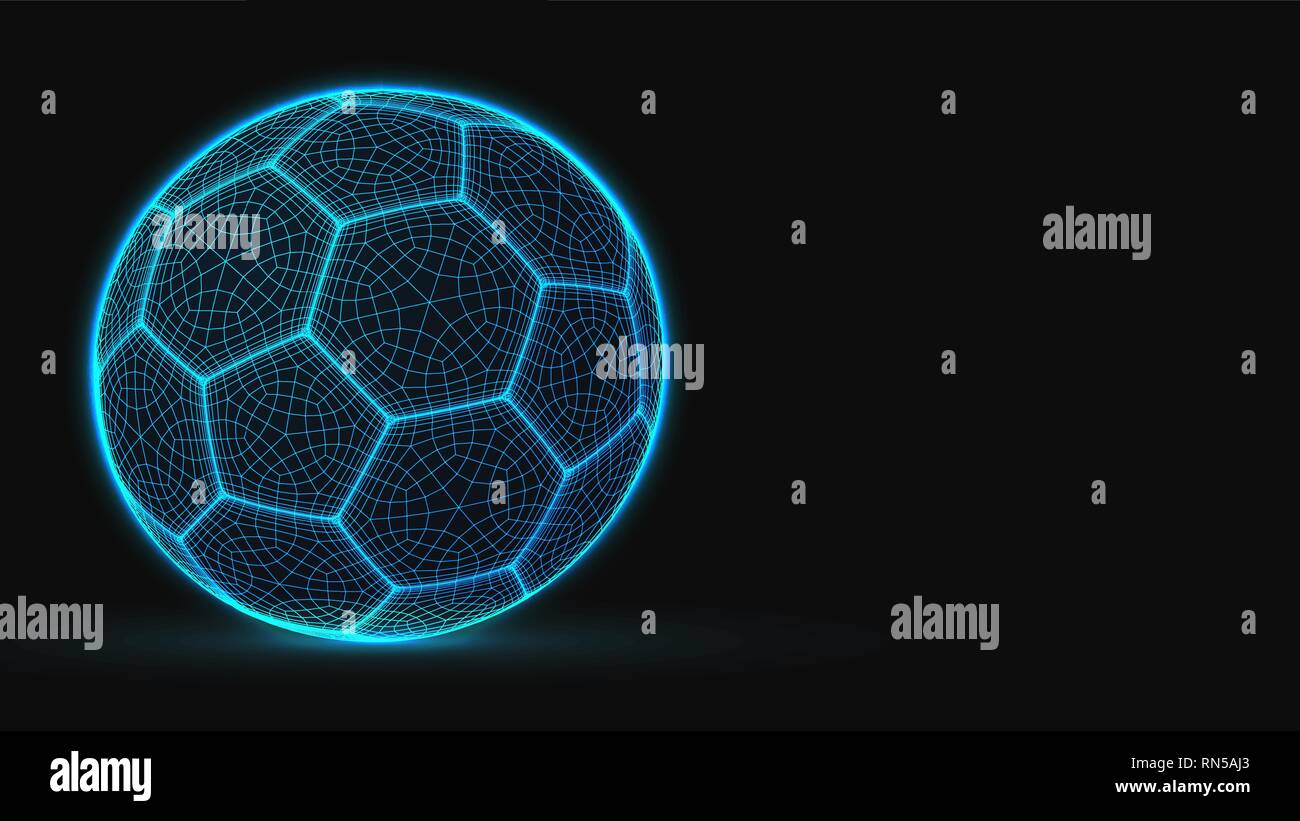 Cyberpunk soccer ball. lowpoly illustrazione vettoriale Illustrazione Vettoriale