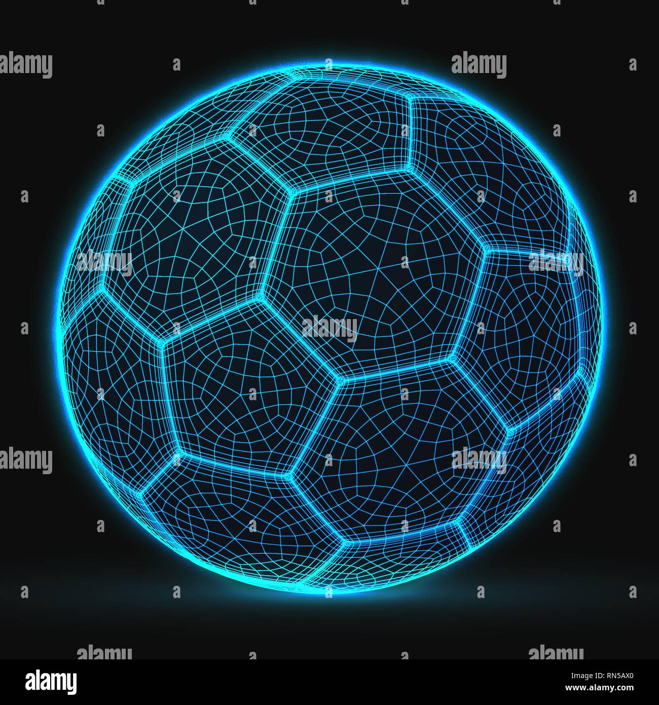 Cyberpunk soccer ball. lowpoly illustrazione vettoriale Illustrazione Vettoriale