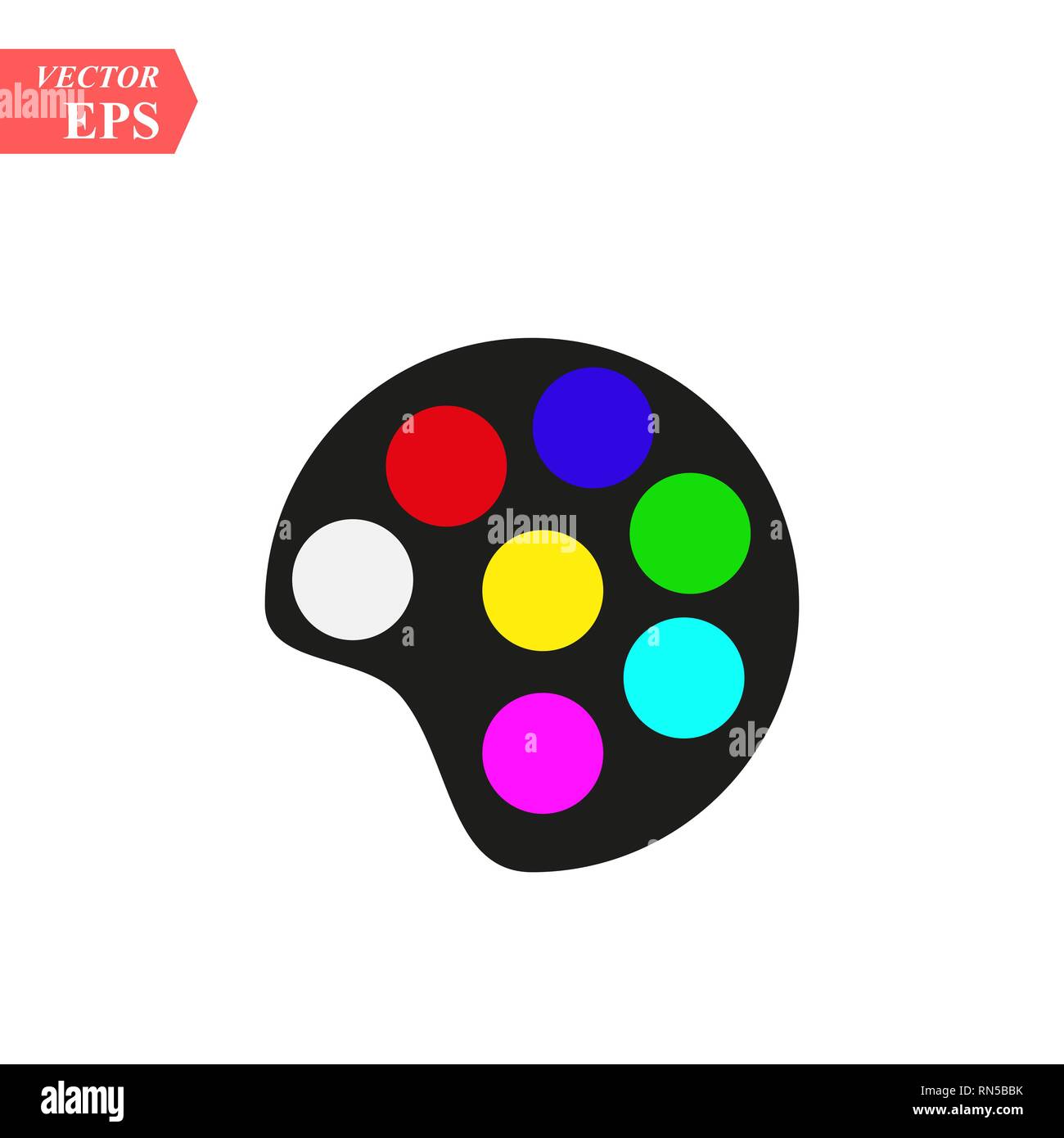 Pallette su uno sfondo bianco. Icona acquerello flat isolati su sfondo bianco illustrazione vettoriale EPS10 Illustrazione Vettoriale