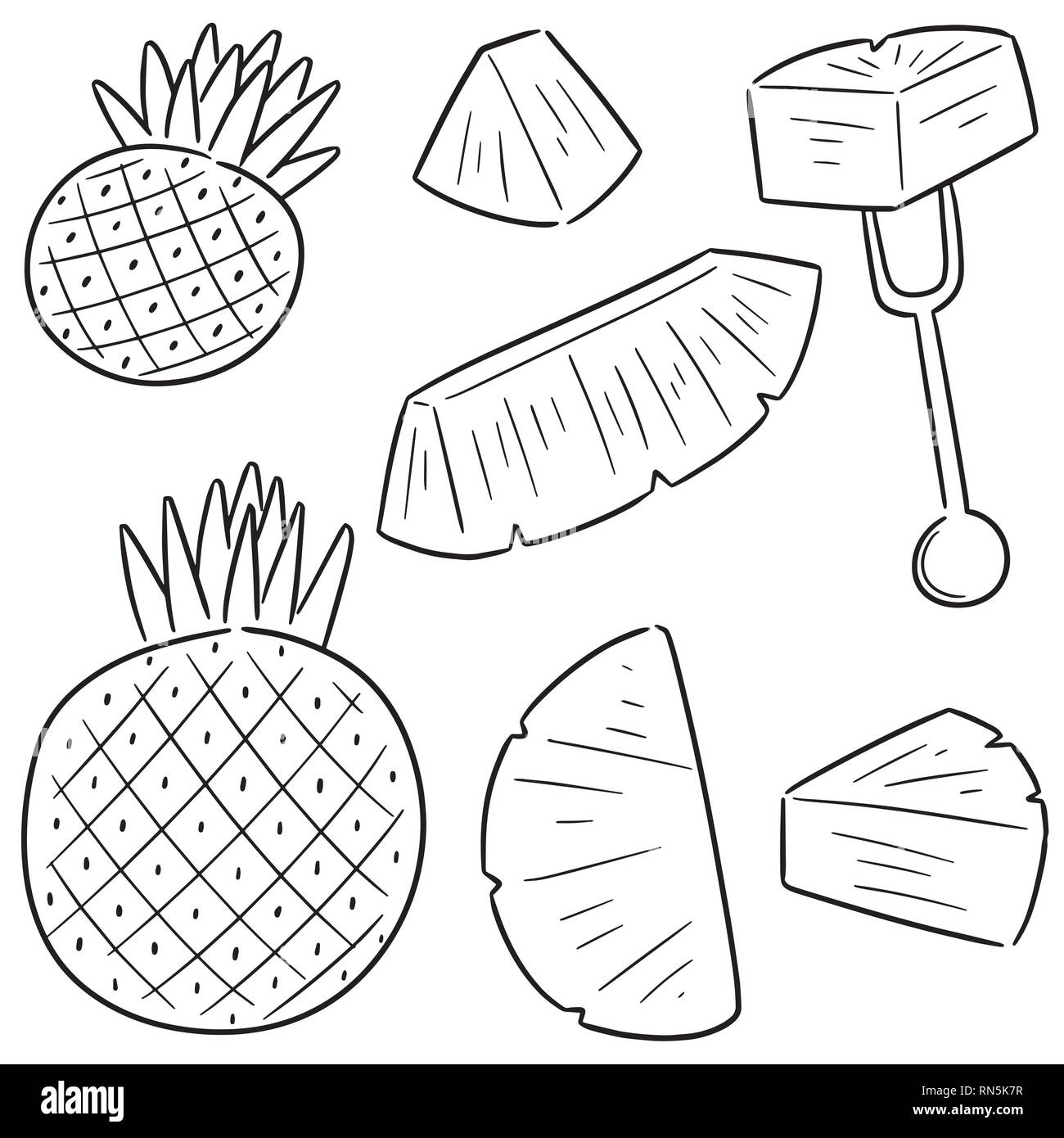 Set di vettore di ananas Illustrazione Vettoriale
