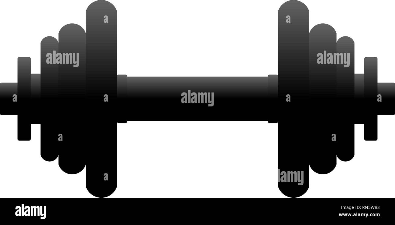 Pesi icona simbolo - gradiente nero realistico silhouette dumbbell, isolato - illustrazione vettoriale Illustrazione Vettoriale