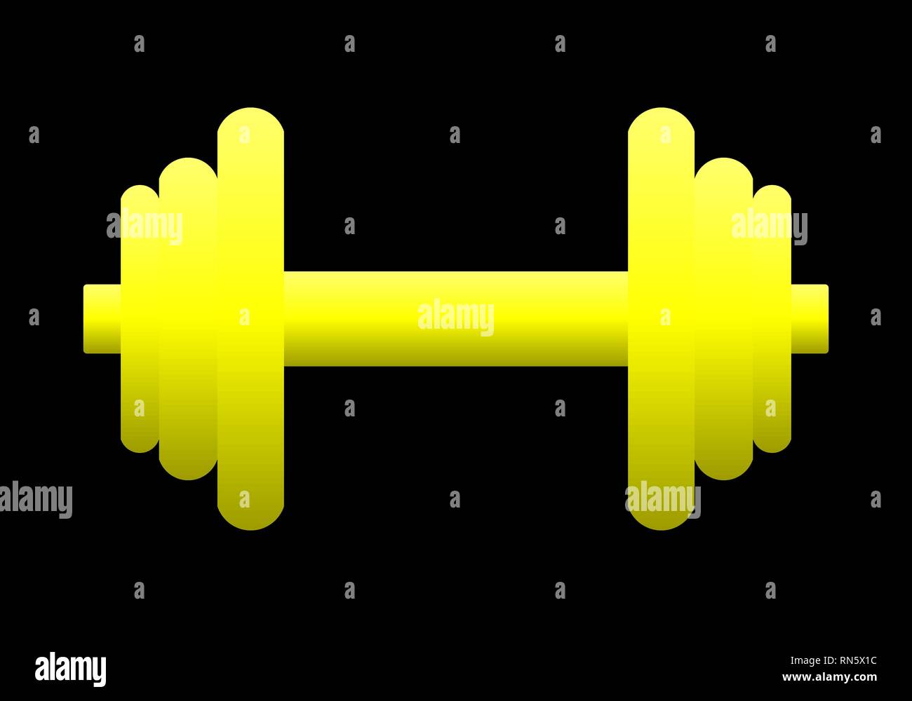 Pesi icona simbolo - giallo realistico di gradiente dumbbell silhouette, isolato - illustrazione vettoriale Illustrazione Vettoriale