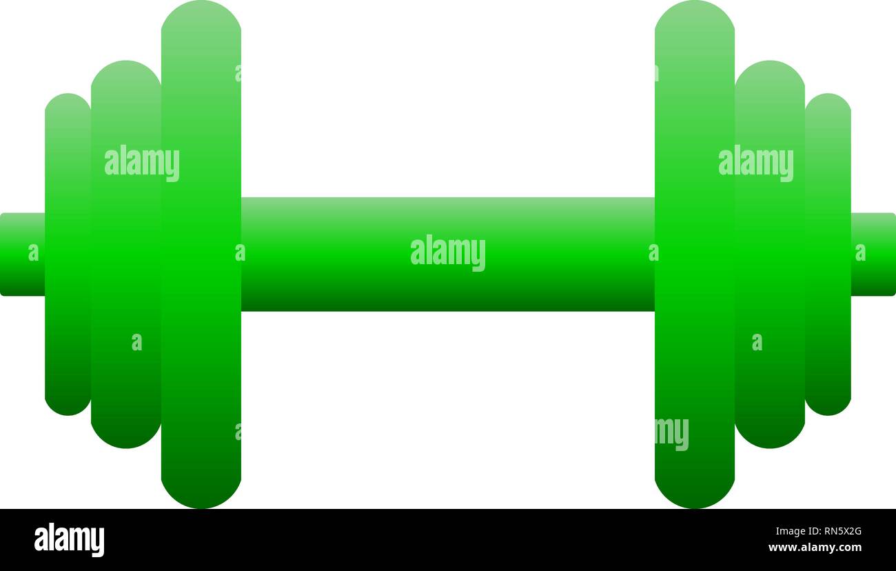 Pesi icona simbolo - gradiente verde realistico silhouette dumbbell, isolato - illustrazione vettoriale Illustrazione Vettoriale