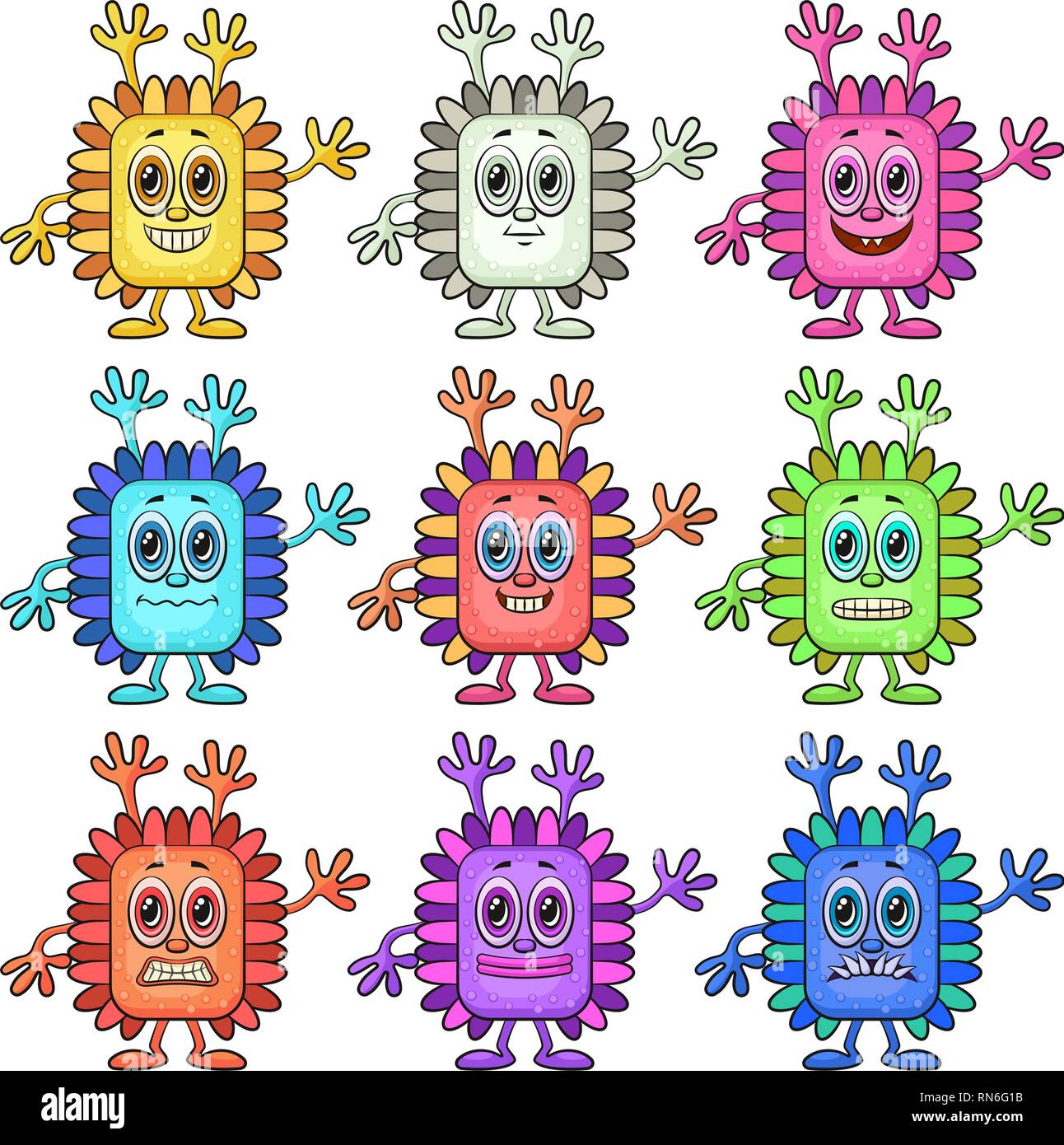 Cartoon mostri Smilies impostato Illustrazione Vettoriale