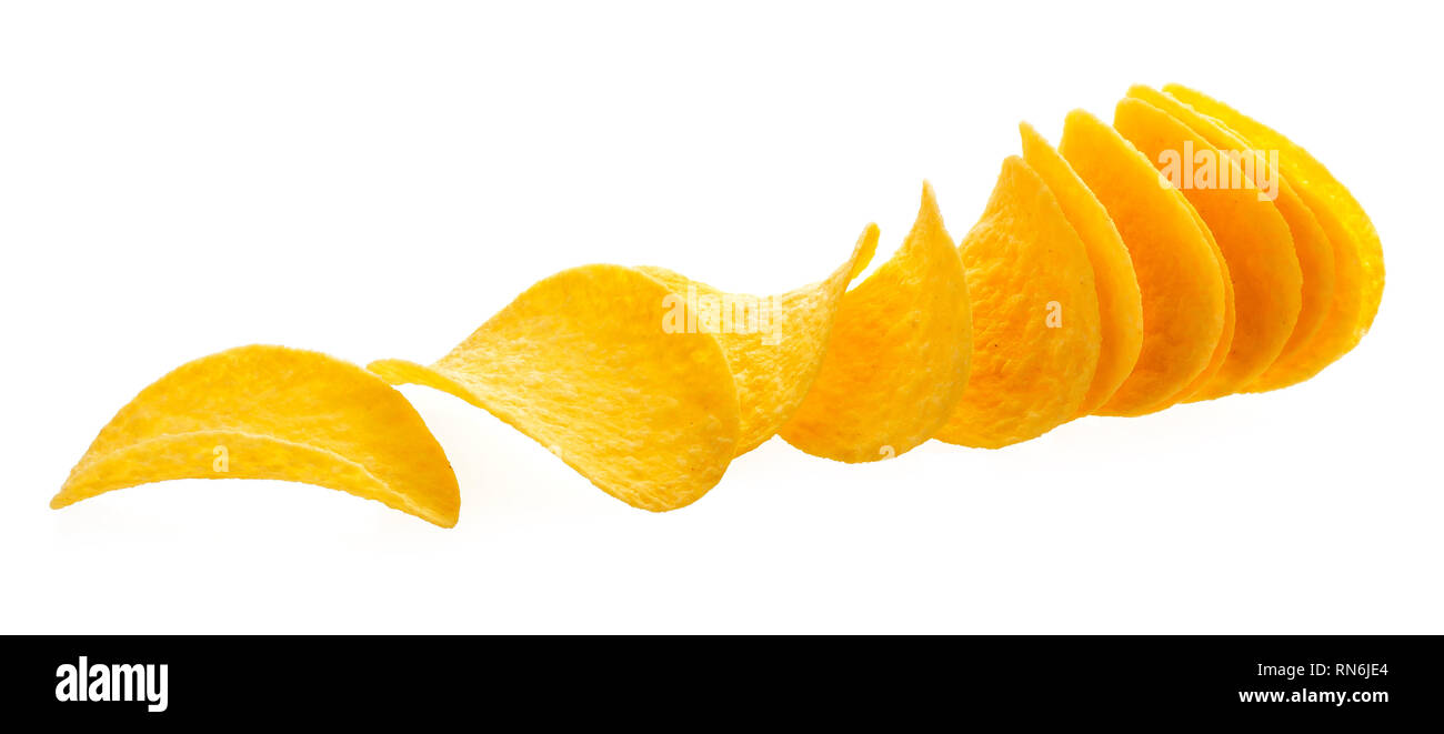 Potato Chips isolato su sfondo bianco con tracciato di ritaglio Foto Stock