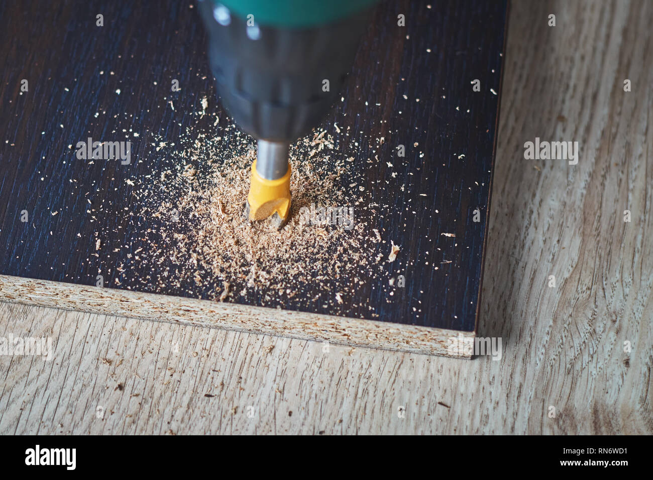 Punta da trapano di schede di foratura, lavorazione legno Foto Stock