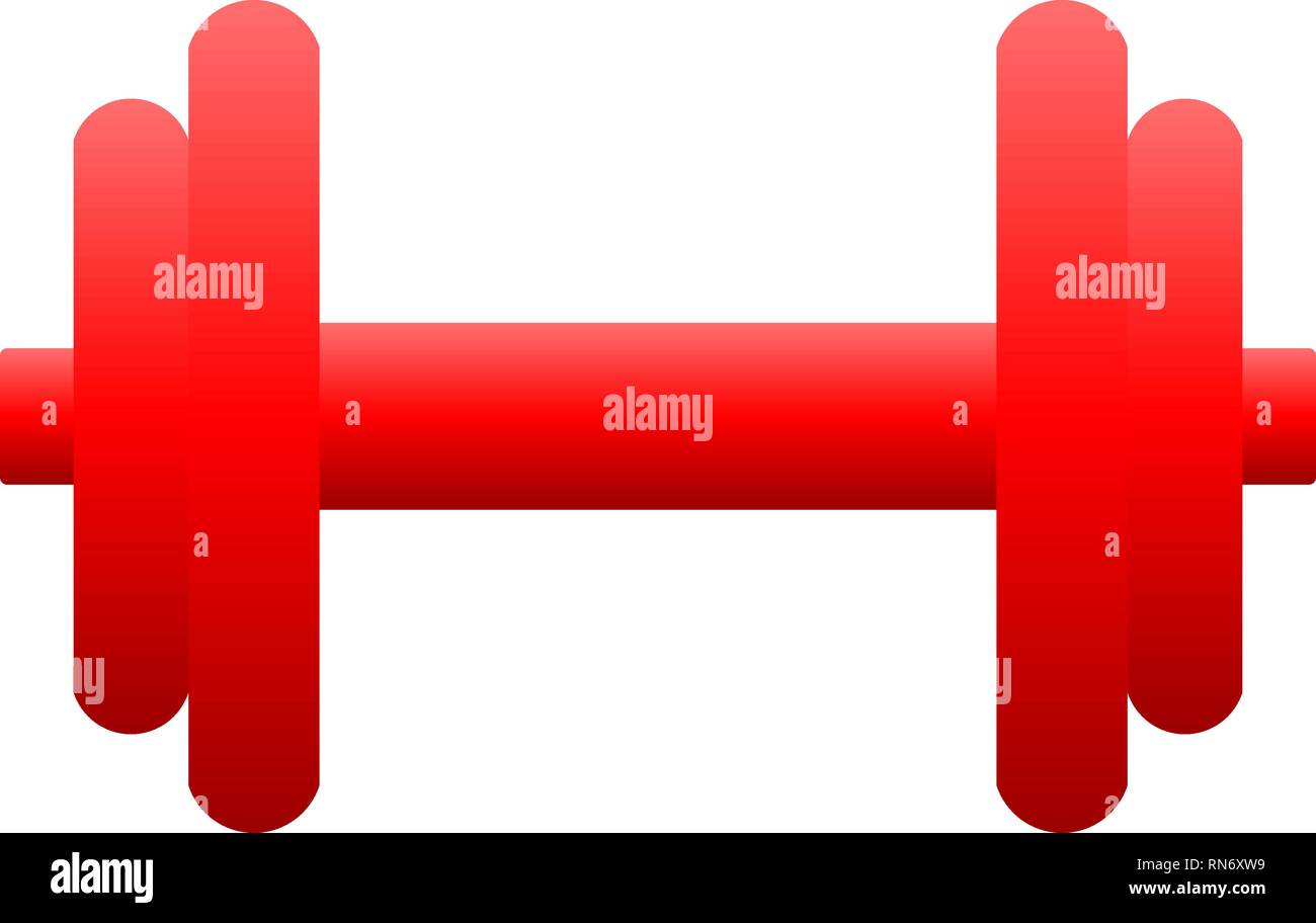 Pesi icona simbolo - gradiente rosso realistico silhouette dumbbell, isolato - illustrazione vettoriale Illustrazione Vettoriale
