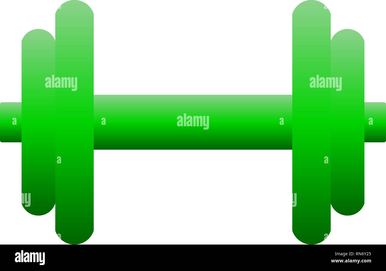 Pesi icona simbolo - gradiente verde realistico silhouette dumbbell, isolato - illustrazione vettoriale Illustrazione Vettoriale