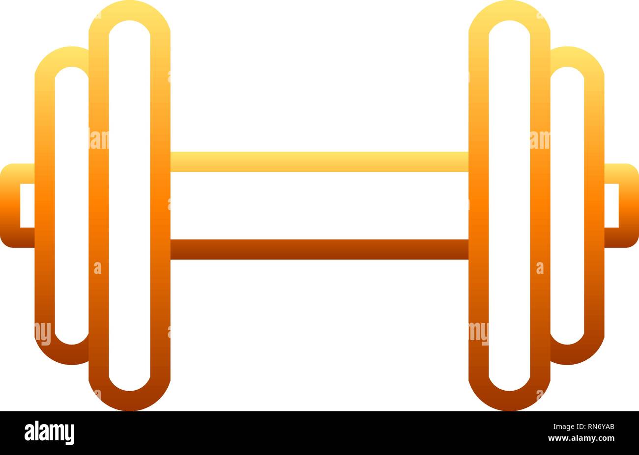 Pesi icona simbolo - gradiente di colore arancione realistico contorno dumbbell, isolato - illustrazione vettoriale Illustrazione Vettoriale