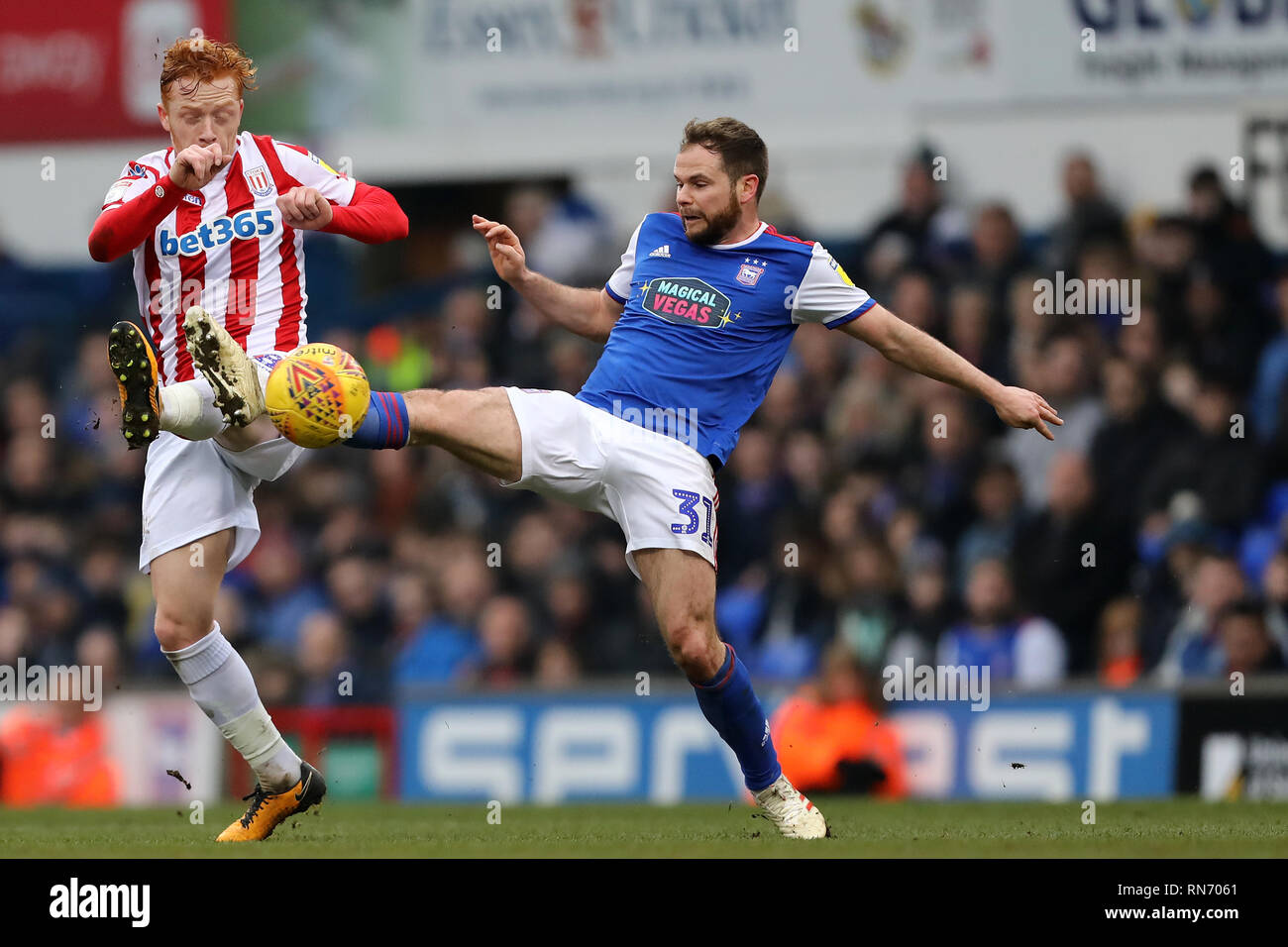 - Ipswich Town v Stoke City, Sky scommessa campionato, Portman Road, Ipswich - 16 Febbraio 2019 solo uso editoriale - DataCo restrizioni si applicano Foto Stock