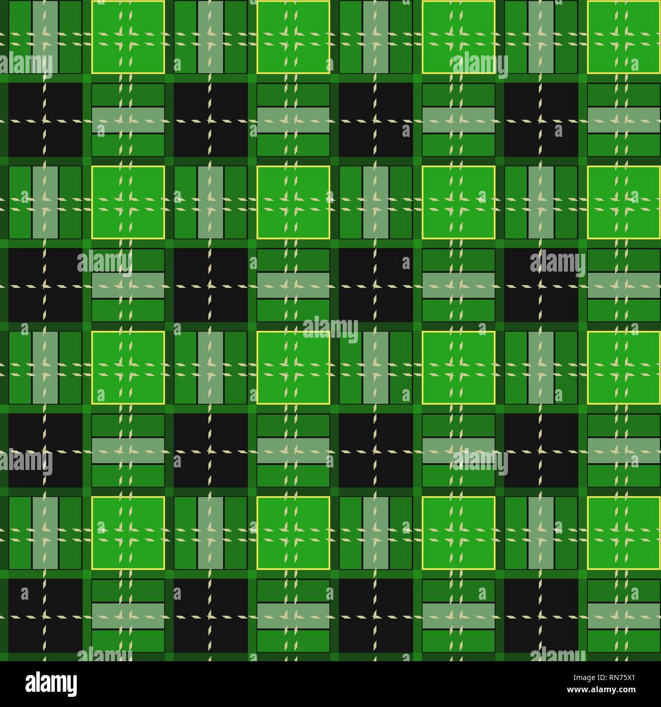 Green Gingham rhombus Buffalo lusso Lumberjack plaid tartan vettore modello Memphis vintage perfetta forma divertente funny tessile Texture Flanel scozzese Illustrazione Vettoriale