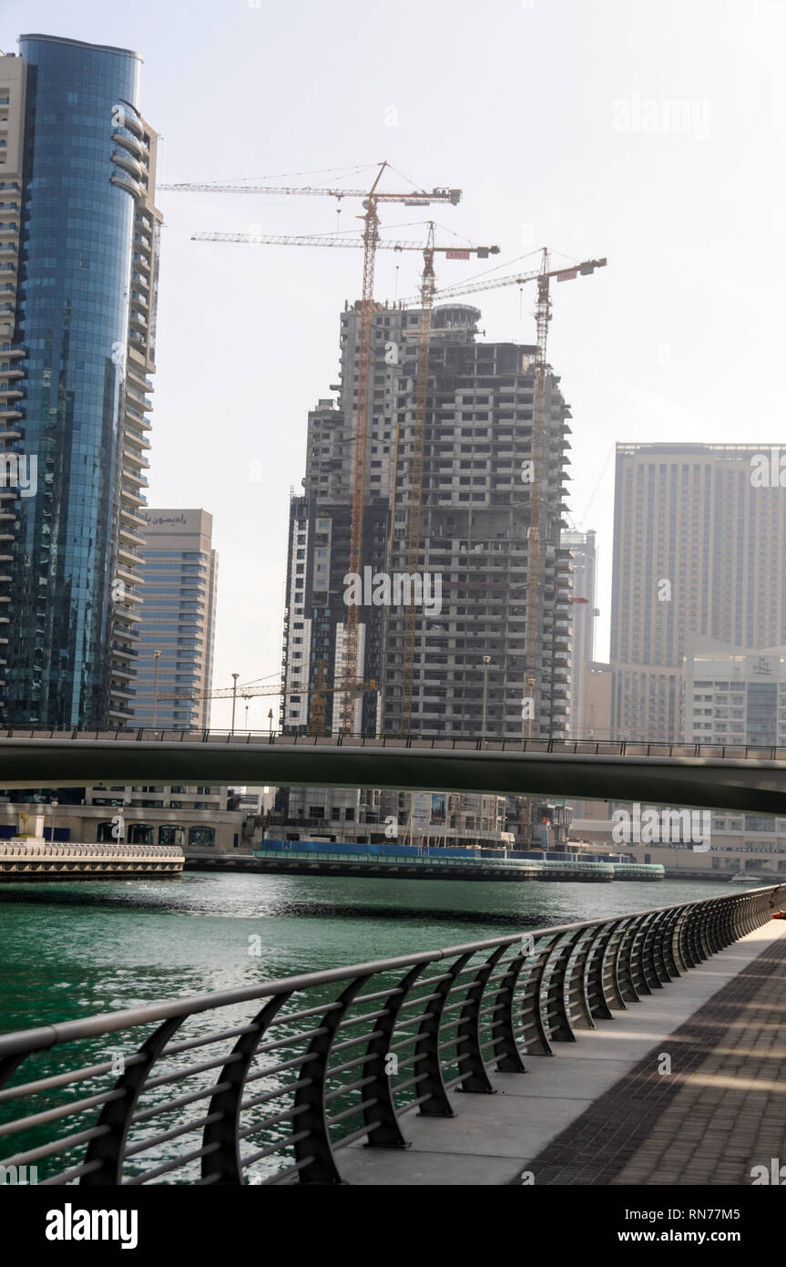 Sito in costruzione Marina di Dubai nel centro cittadino di Dubai a Dubai, Emirati arabi uniti (EAU), Foto Stock