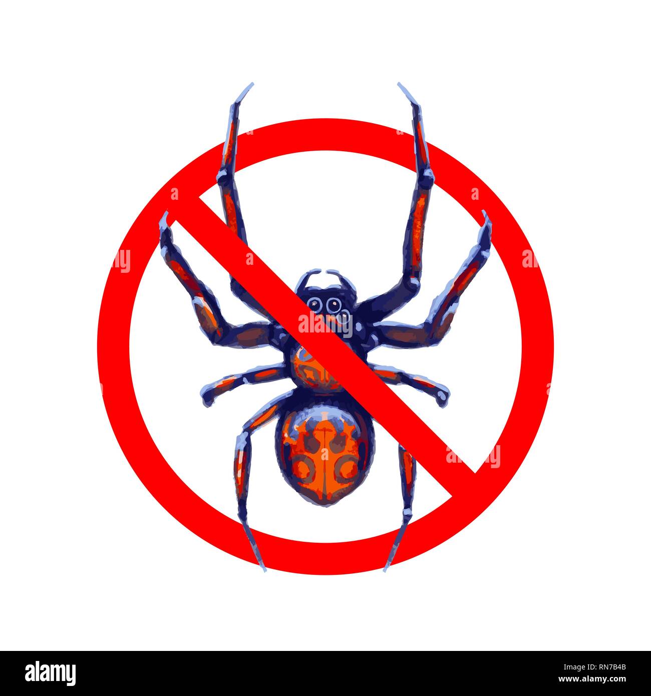 No ragni esotici, rosso vietato firmare su bianco Illustrazione Vettoriale