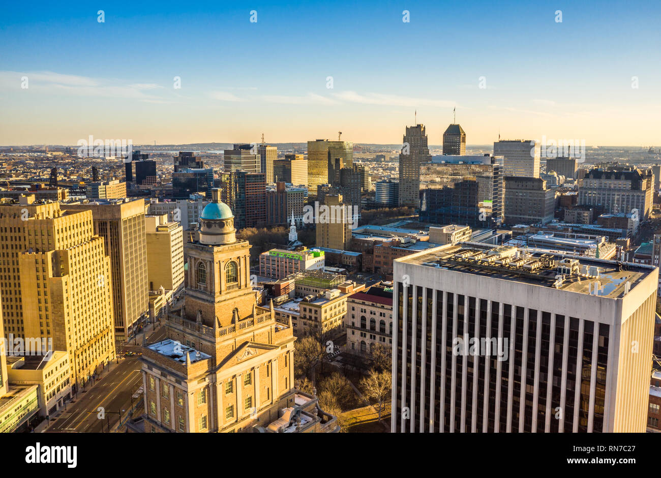 Vista aerea di Newark New Jersey skyline Foto Stock