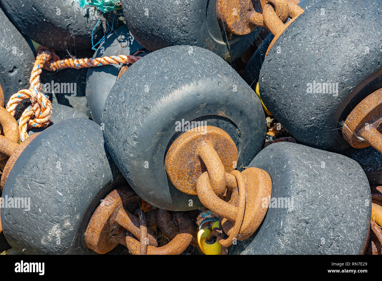 Bobine utilizzate per la pesca dei gamberetti Reti in olandese il Wadden Sea Foto Stock