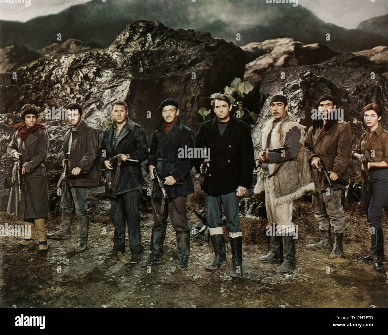 PAPAS,DARREN,QUALYE,NIVEN,PECK,QUINN,BAKER,SCALA, i cannoni di NAVARONE, 1961 Foto Stock