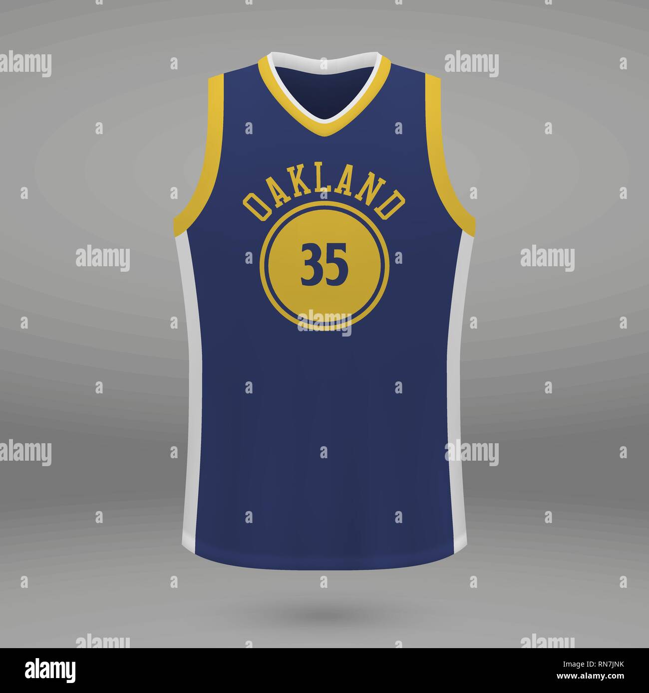 Sport realistico shirt Golden State Warriors jersey modello per kit di pallacanestro. Illustrazione Vettoriale Illustrazione Vettoriale