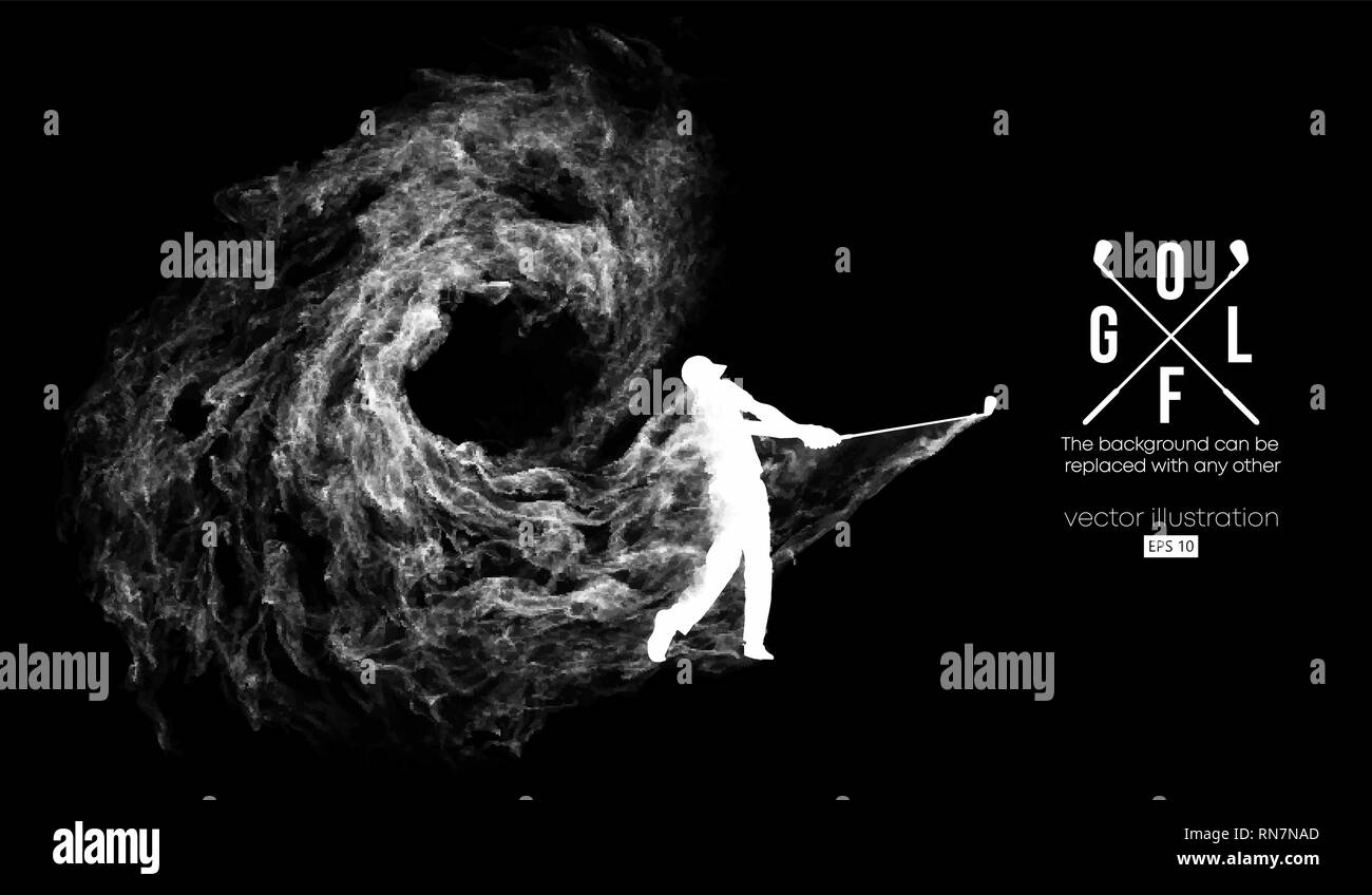 Silhouette astratta di un giocatore di golf, golfista. Illustrazione Vettoriale
