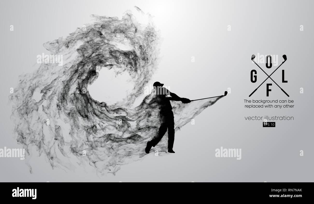 Silhouette astratta di un giocatore di golf, golfista. Illustrazione Vettoriale
