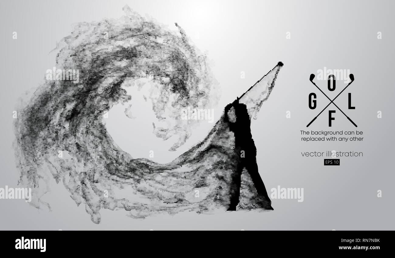 Silhouette astratta di un giocatore di golf, golfista. Illustrazione Vettoriale