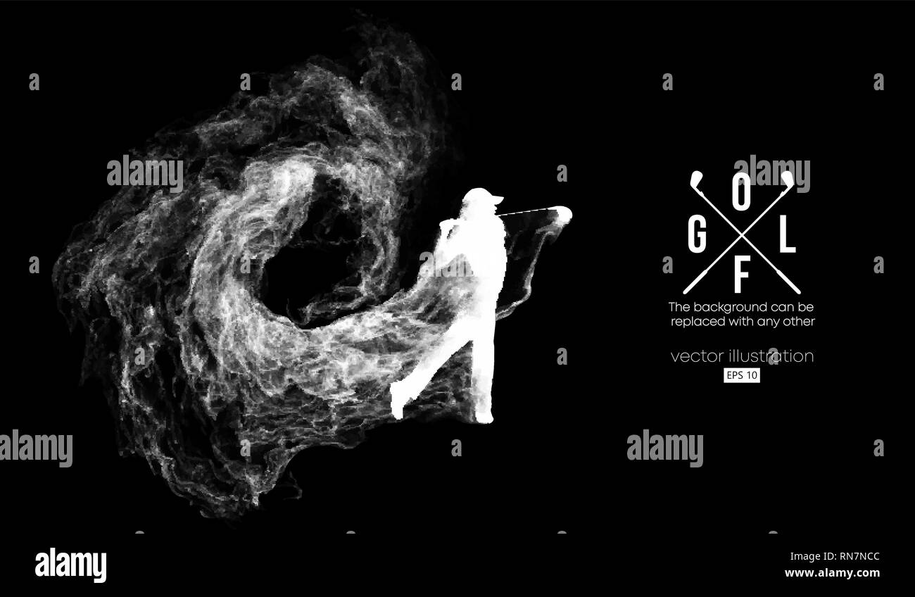 Silhouette astratta di un giocatore di golf, golfista. Illustrazione Vettoriale